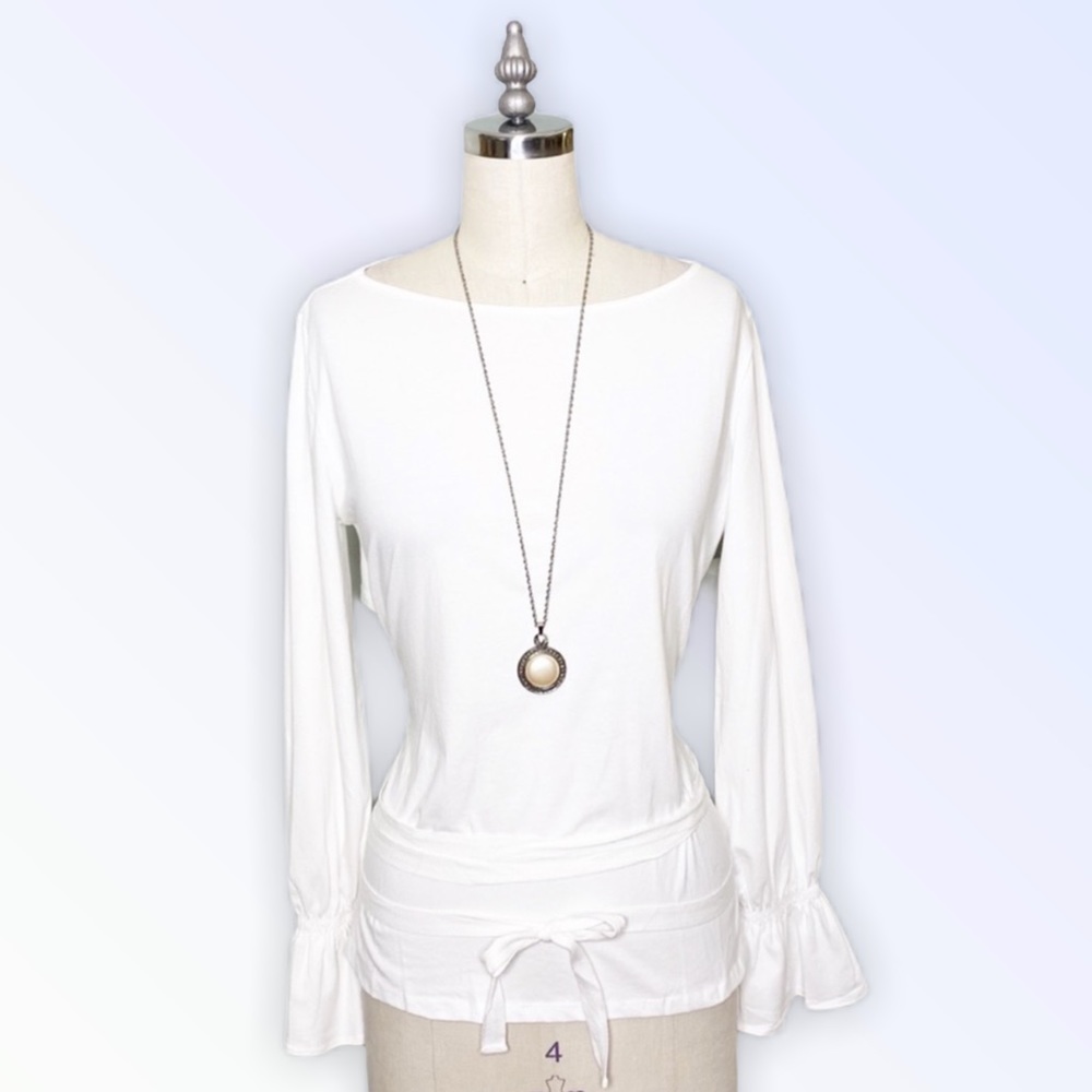 Mustard Seed White Long Sleeve Open Back Shirt Nwt